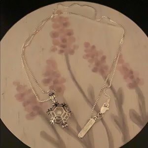 Snowflake Cage Necklace with White Pearl